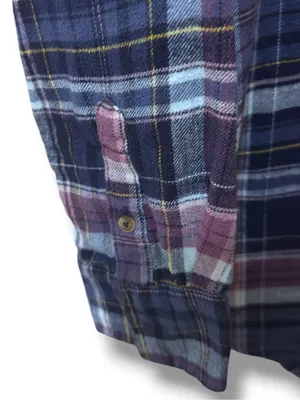 Aerie | EUC Cotton Navy & Purple Plaid Flannel Oversized Button-Down Shirt (S/M) thumbnail 10