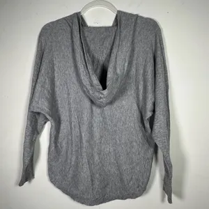 Vila Milano Womens Grey V-Neck Batwing Sleeve Hooded Knit Sweater Top‎ Size S thumbnail 2