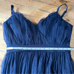 Exemplary Aura Navy Tulle Surplice Midi Dress thumbnail 10