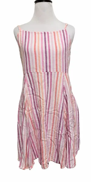 Gap medium striped square neck linen blend dress thumbnail 1