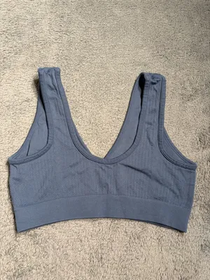 Aerie V-Neck textured Bralette Blue medium thumbnail 4