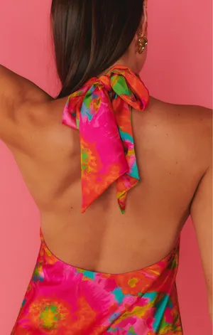 Show Me Your MuMu Jasmine Tie Mini Dress in Miss Malibu thumbnail 3
