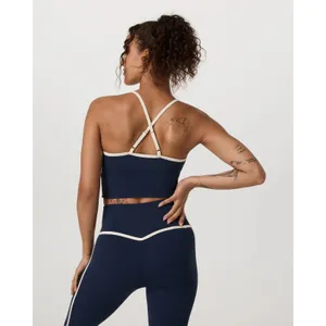 Vuori Navy and White Strappy Sports Bra Top Workout Gym Fitted Size Large thumbnail 2