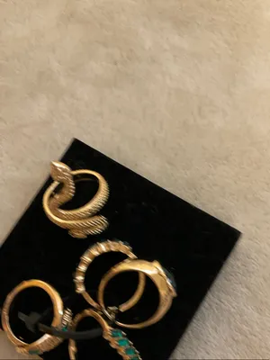 Gold-Tone Snake & Emerald Accent Ring Set - Women Jewelry thumbnail 6