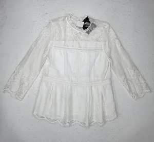 Miss Chievous White Floral Lace Peplum Top Mock Neck Blouse Size M NEW thumbnail 1