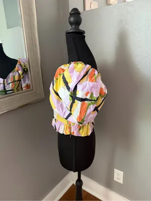 Cleobella x Anthropologie Organic Cotton Artsy Boho Crop Puff Sleeve Small thumbnail 3