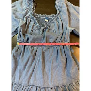 Old‎ Navy Smocked Peasant Dress Small Blue Tiered Swing Western Cottage Boho thumbnail 11