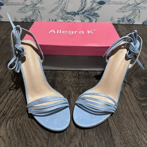 Allegra K Light Blue Strappy Heels thumbnail 1