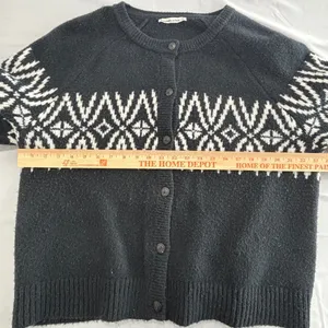 Abercrombie & Fitch Women XL Black Fair Isle Knit Button Front Cardigan‎ Sweater thumbnail 5