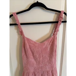 Willa Story Pink Eyelet Tiered Ruffle Midi Dress Size Large thumbnail 2