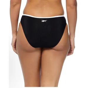 Reebok Womens Ribbed Bikini Bottom Black White High Leg Sporty Swim Size‎ L NEW thumbnail 2