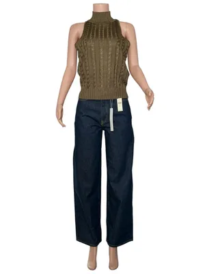 LILYSILK Classic High-Neck Cable-Knit Sleeveless Silk Top, Pine, Large thumbnail 7