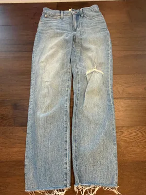 Madewell Perfect Vintage Jeans Light Wash Distressed Raw Hem Size 26 - P31 thumbnail 6