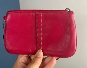 Coach Coral Red Leather 6”x4” wristlet thumbnail 4