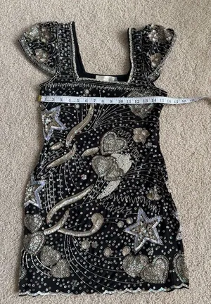 Loveshackfancy party embroidered sequence star mini Davis dress size small 4 thumbnail 2