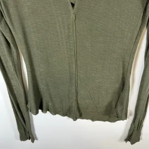 Intimately Free People Olive‎ Green Strappy V-Neck Long Sleeve Top Medium Boho thumbnail 3