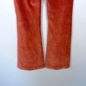 Aerie Groove On Velour Pants Flared Leggings Burnt Orange Cinnabar Size Medium thumbnail 7