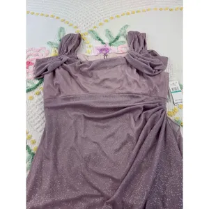 Alex Evenings Mauve Sparkle Ruched Off Shoulder‎ Gown Formal Evening Dress 16 thumbnail 4