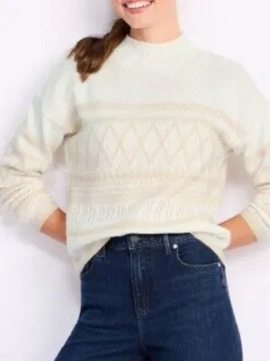 Stitch Fix Lety & Me Cream Textured Knit Crewneck Sweater NWT Size S thumbnail 8