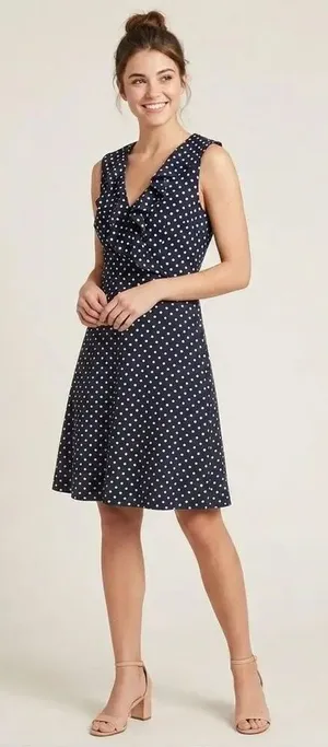 Chaps size XL wrap dress polka dot dress ruffles thumbnail 1