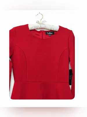 NWT Lulus Women’s Red Forever Chic Red Long SleeveMidi Dress Size Medium thumbnail 9