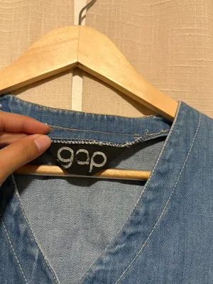 GAP 70s/80s Blue Denim Button-Front Vest thumbnail 3