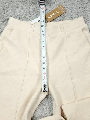 OGL FuzzLuxe High Waisted Warm Straight Leg Pull On Pants Beige Size Medium thumbnail 5
