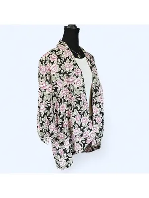 Vintage Y2K cottagecore coastal floral open front cardigan jacket petite 💗 thumbnail 3