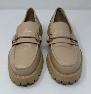 Zara Lug Sole Horsebit Platform Loafers Beige Chunky Slip On Women Size 38 7.5 thumbnail 1
