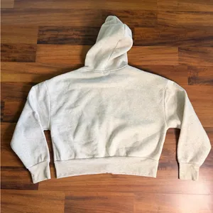 Cropped Zip Hoodie Beige Womens L Faded Rose Essentials Minimal Cozy Lounge thumbnail 5