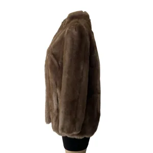 Vintage Made in USA Brown Faux Fur Coat Women’s Jacket Long thumbnail 4