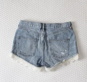 Free People Lace Trim Denim Shorts thumbnail 2