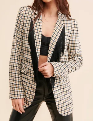 Sister Jane Fringe Plaid Blazer thumbnail 1