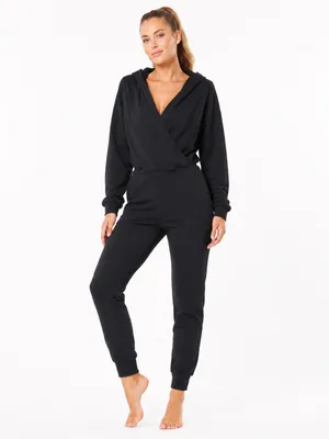 NAMA Enlighten Onesie Black Hooded Wrap Jogger Jumpsuit Athleisure M thumbnail 3