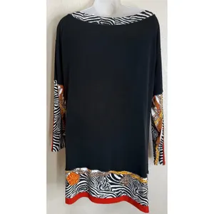 Eva Varro Womens S‎ Black Zebra Tunic Blouse Long Sleeve Bee Ladybug Career Chic thumbnail 3