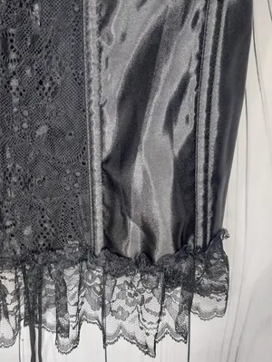 Lover's Lane Black Lace Satin Vintage Style Gothic Grunge Y2K 90's Corset Top thumbnail 2