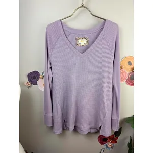 Maeve by Anthropologie Purple Pearson Waffle Pullover Tee - Size - Medium thumbnail 8