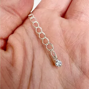 Cubic Zirconia Double Layered Dainty Silver Chain Necklace thumbnail 10