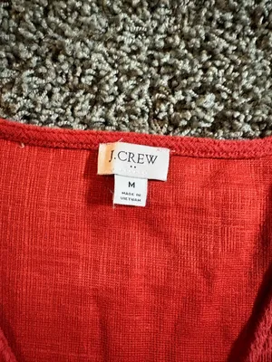 J. Crew Textured V Neck 3/4 Sleeve Shirt Womens Size M Stretch Red/Orange Preppy thumbnail 5