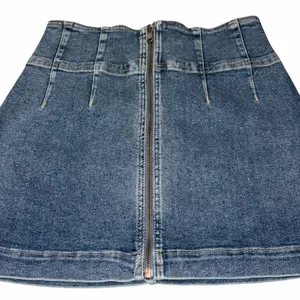 Free People Virgo Pleated Denim Jean Zip Front Mini Skirt 27 thumbnail 4