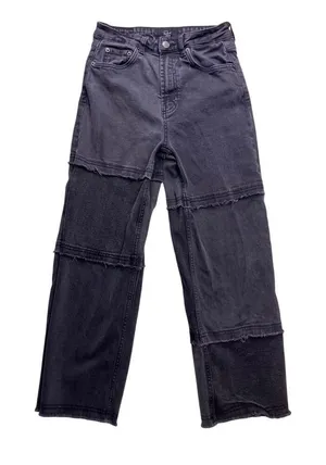 Rails The Getty Crop Womens Size‎ 27 Black Patchwork High Rise Wide Leg Jeans thumbnail 1