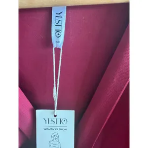 YESTTO Burgundy‎ Ruched Deep V-Neck Flutter Sleeve Bodycon Mini Dress Small NWT thumbnail 4