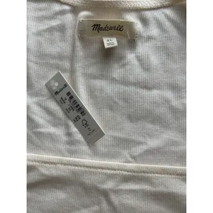 Madewell NWT Angled Neck Long‎ Sleeve Top Women's XL Antique Cream Beige thumbnail 5