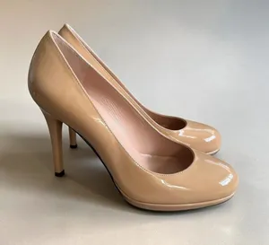 STUART WEITZMAN Nude Patent Leather Pumps Heels Size 8.5 thumbnail 1