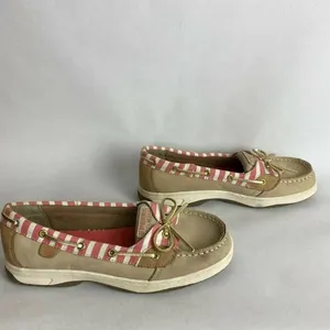 Sperry Top‎ Sider Angelfish Boat Shoes Women 6 Leather Cream Pink Nautical Flats thumbnail 2