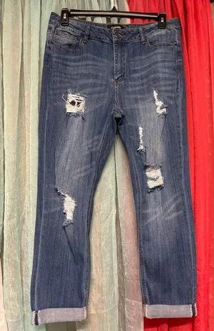 Distressed Blue Jeans Size 1X thumbnail 1