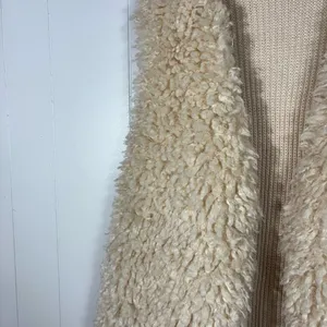 Terra & Sky Beige Tan Fuzzy Sherpa Knit Back Sleeveless Vest Plus Size 2X 20W 22 thumbnail 2