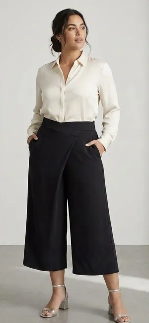 Lululemon Black Wide Leg Pants Women Size Small Asymmetrical Wrap Front Crop thumbnail 1