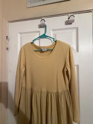 Bedford Fair Vintage Yellow Long Sleeve Ribbed Knit Bodice Maxi Dress thumbnail 5