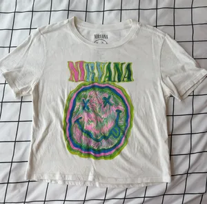 Tilly's Woman’s Colorful Smiley Nirvana Baby Tee, Size S, Cropped. thumbnail 1